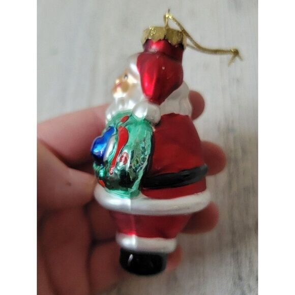 Santa Claus wreath mistletoe blown glass ornament Xmas decor - Picture 3 of 6